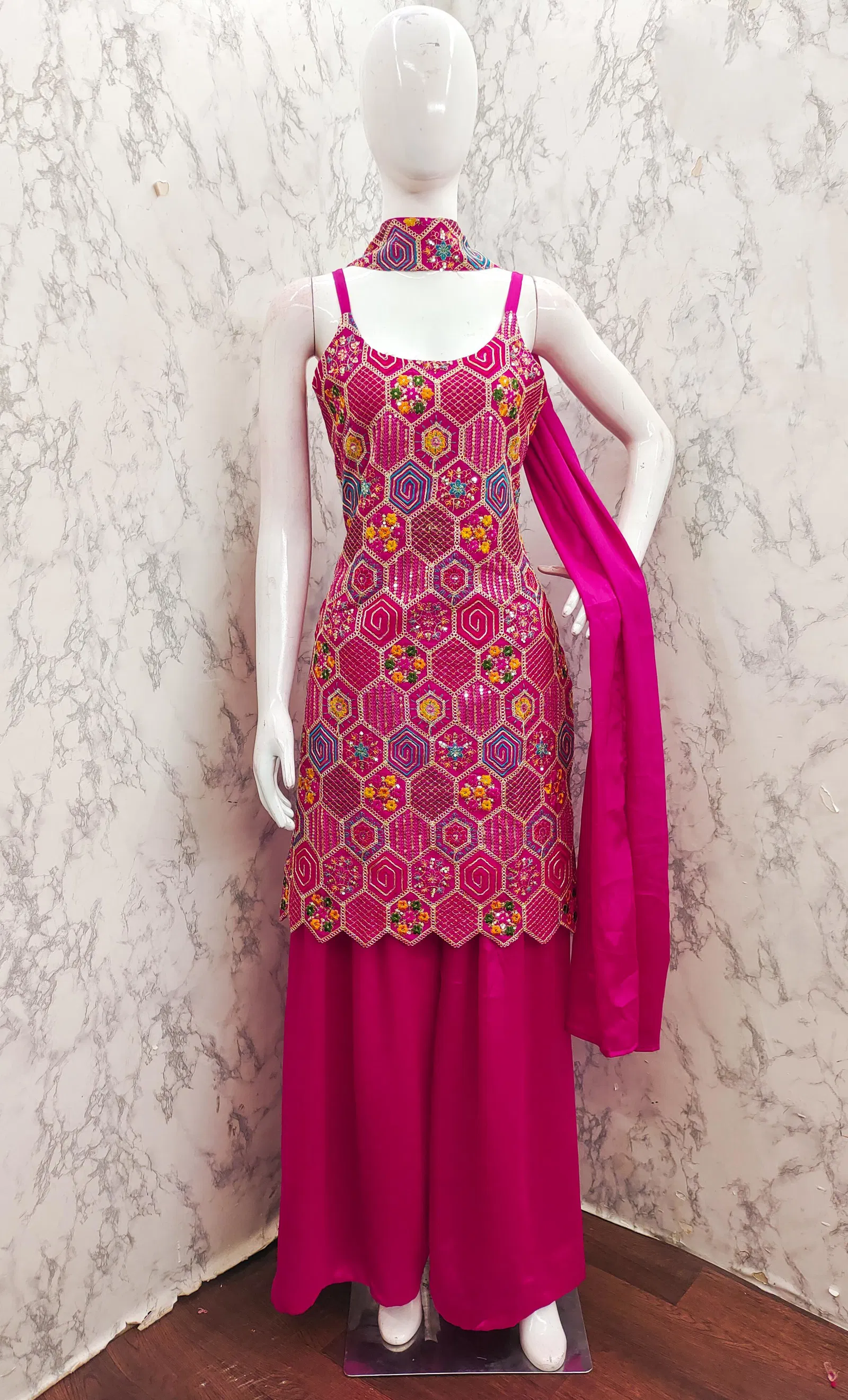 Tt 005 A to D Chinon Embroidery Readymade Suits Orders In India